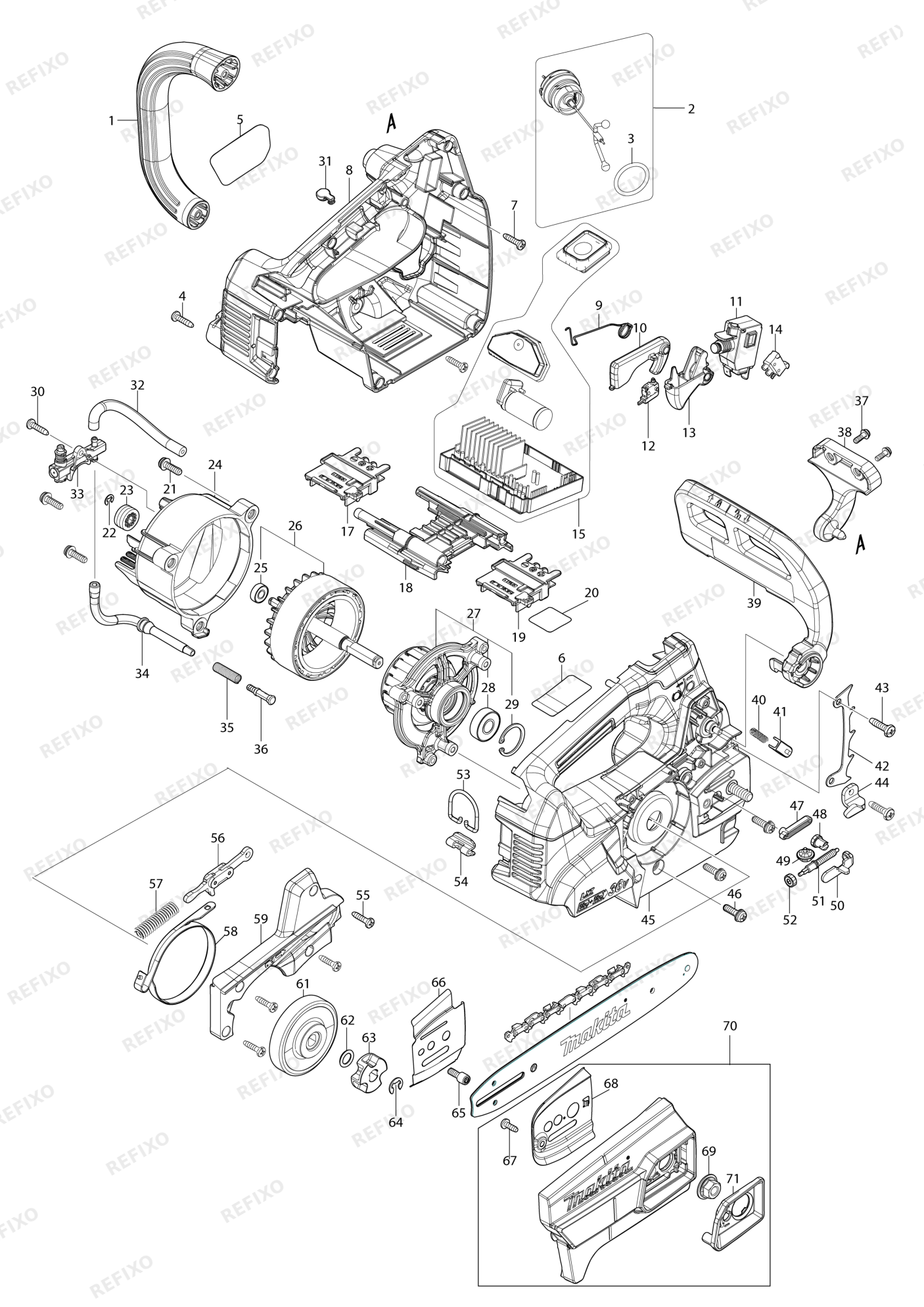 MAKITA DUC256 — схема запчастей