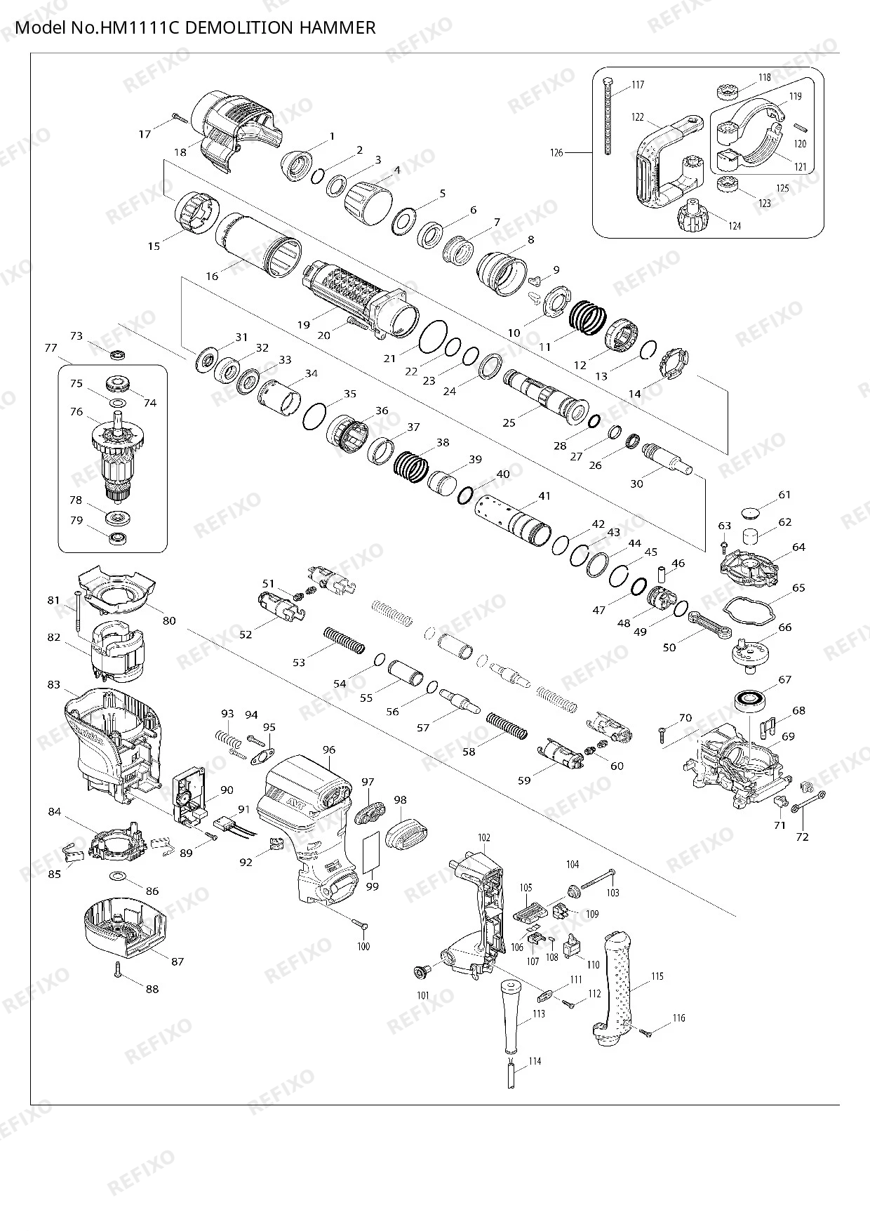 MAKITA HM1111C — схема запчастей