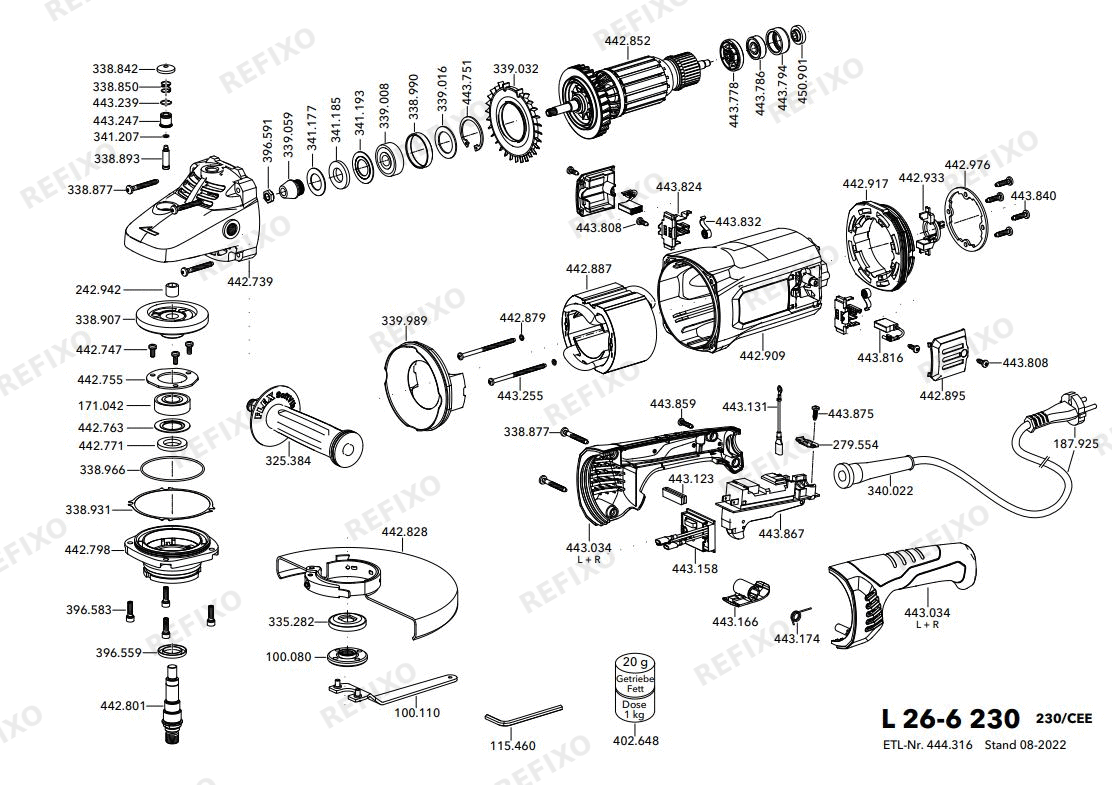 Flex L 26-6 230 TK-S L230LD180 — схема запчастей