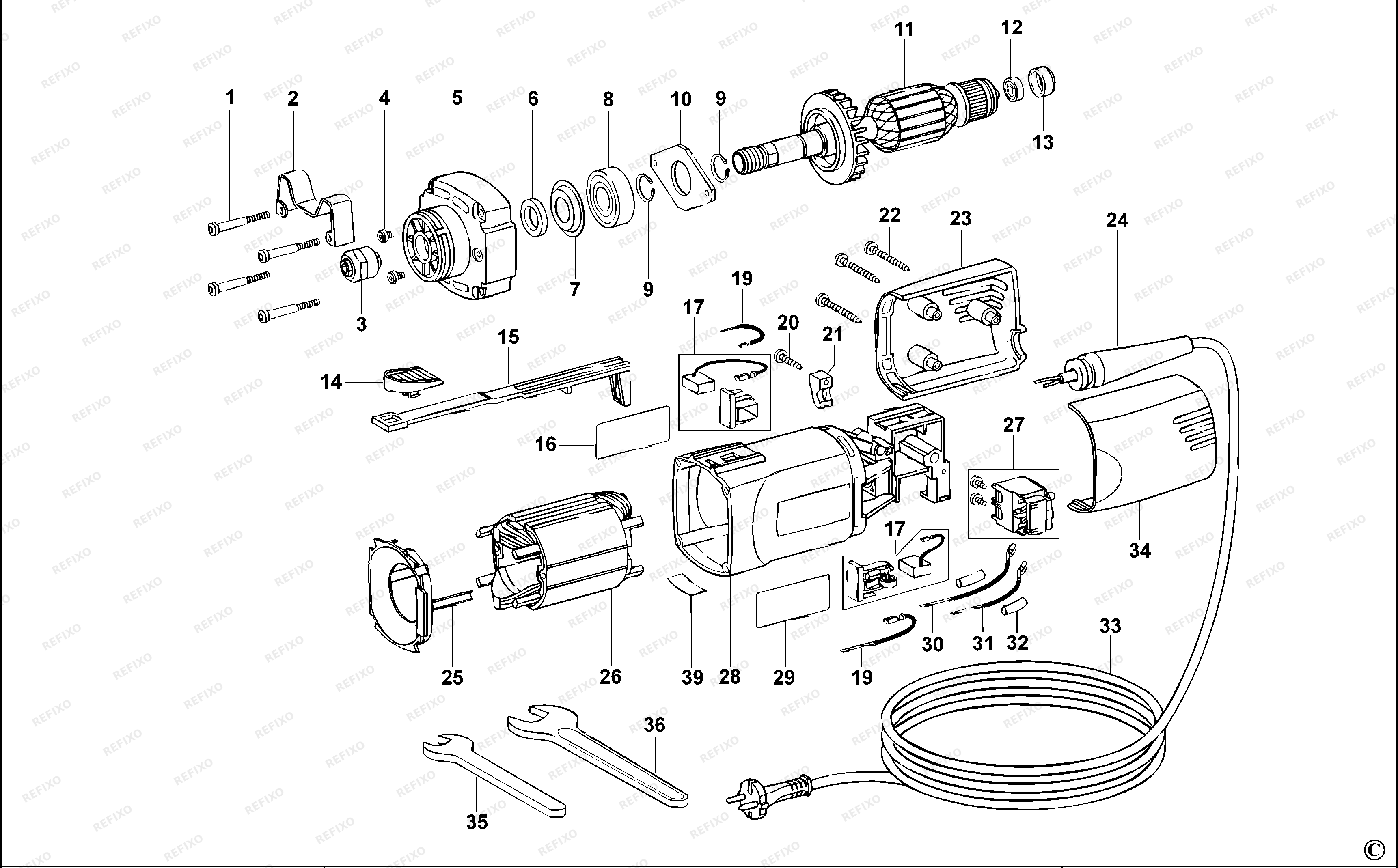 DeWalt ШЛИФОВАЛЬНЫЙ СТАНОК D28885 — схема запчастей