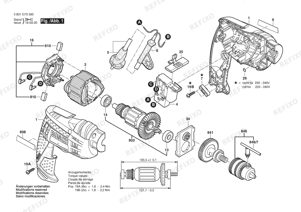 Bosch Дрель GBM 10 RE | 230 V | 021 - IL (3 601 D73 590) — схема запчастей