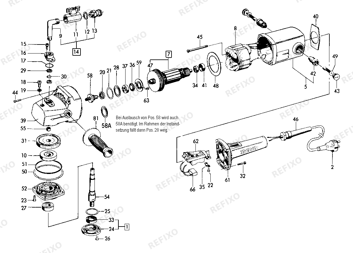 Flex LW 2402 A Naß- шлифмашина — схема запчастей
