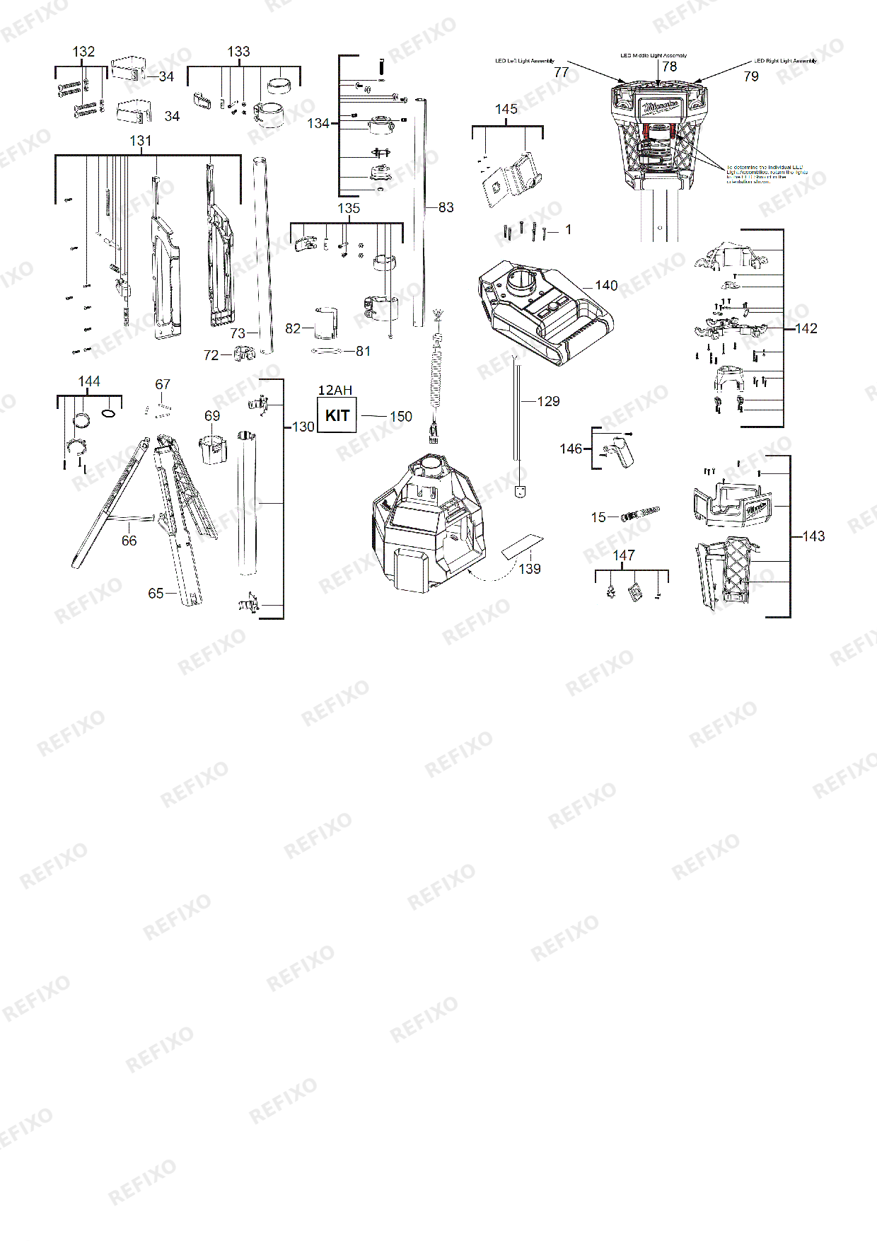 MILWAUKEE M18HSAL 0 4933451392 4000456876 — схема запчастей