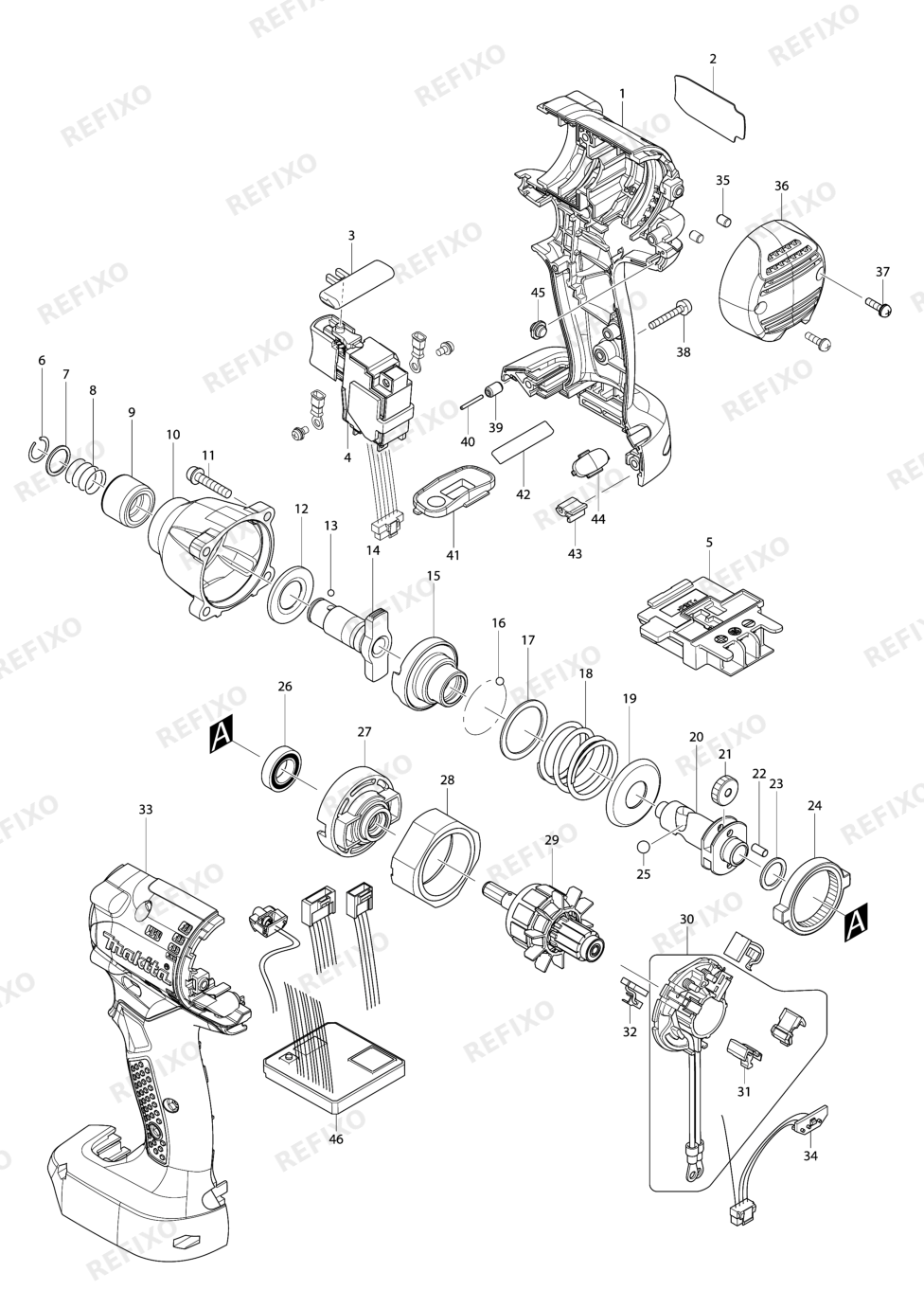 MAKITA BTD044 — схема запчастей