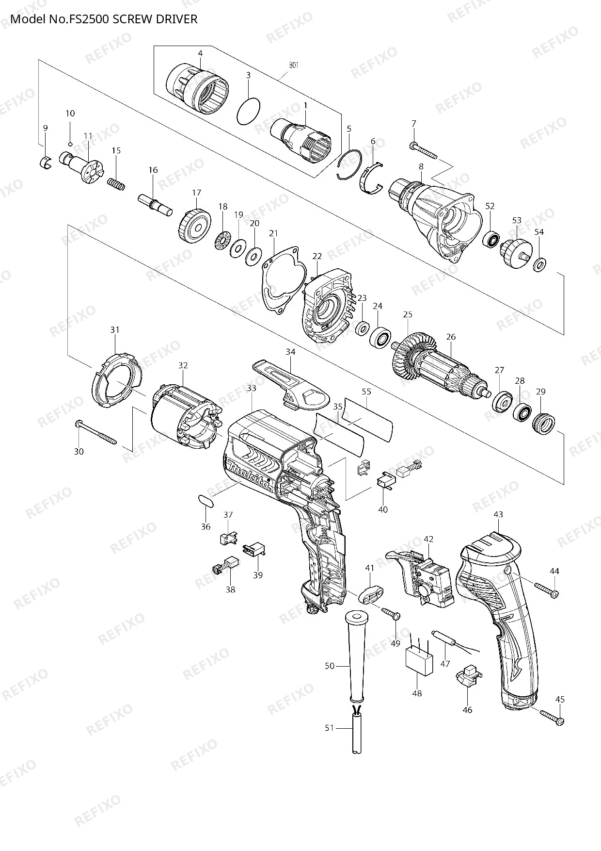 MAKITA FS2500 — схема запчастей