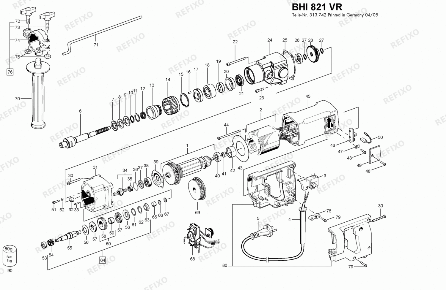 Flex BHI 821 VR 230CEE 309249 — схема запчастей