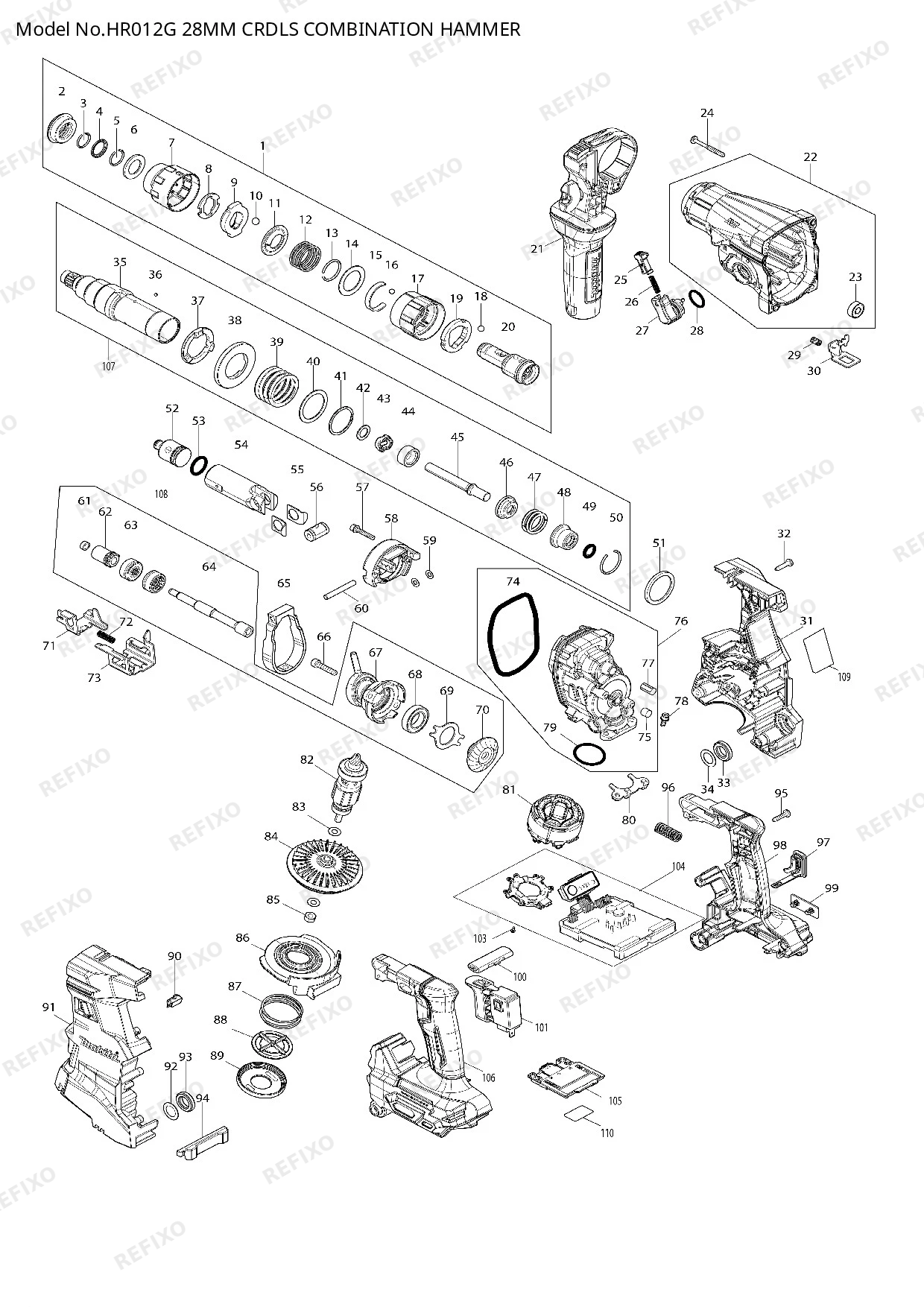 MAKITA HR012G — схема запчастей