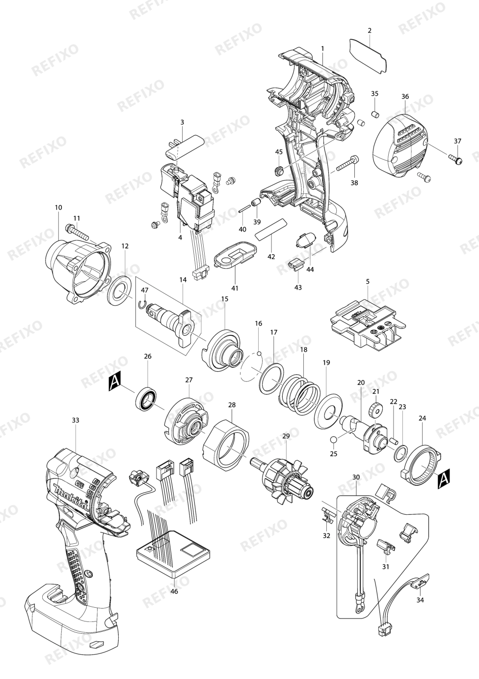 MAKITA BTW074 — схема запчастей