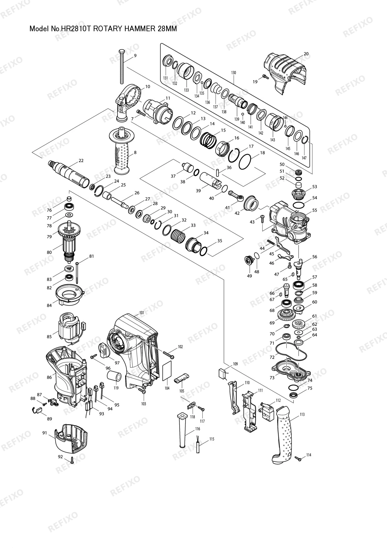 MAKITA HR2810T — схема запчастей