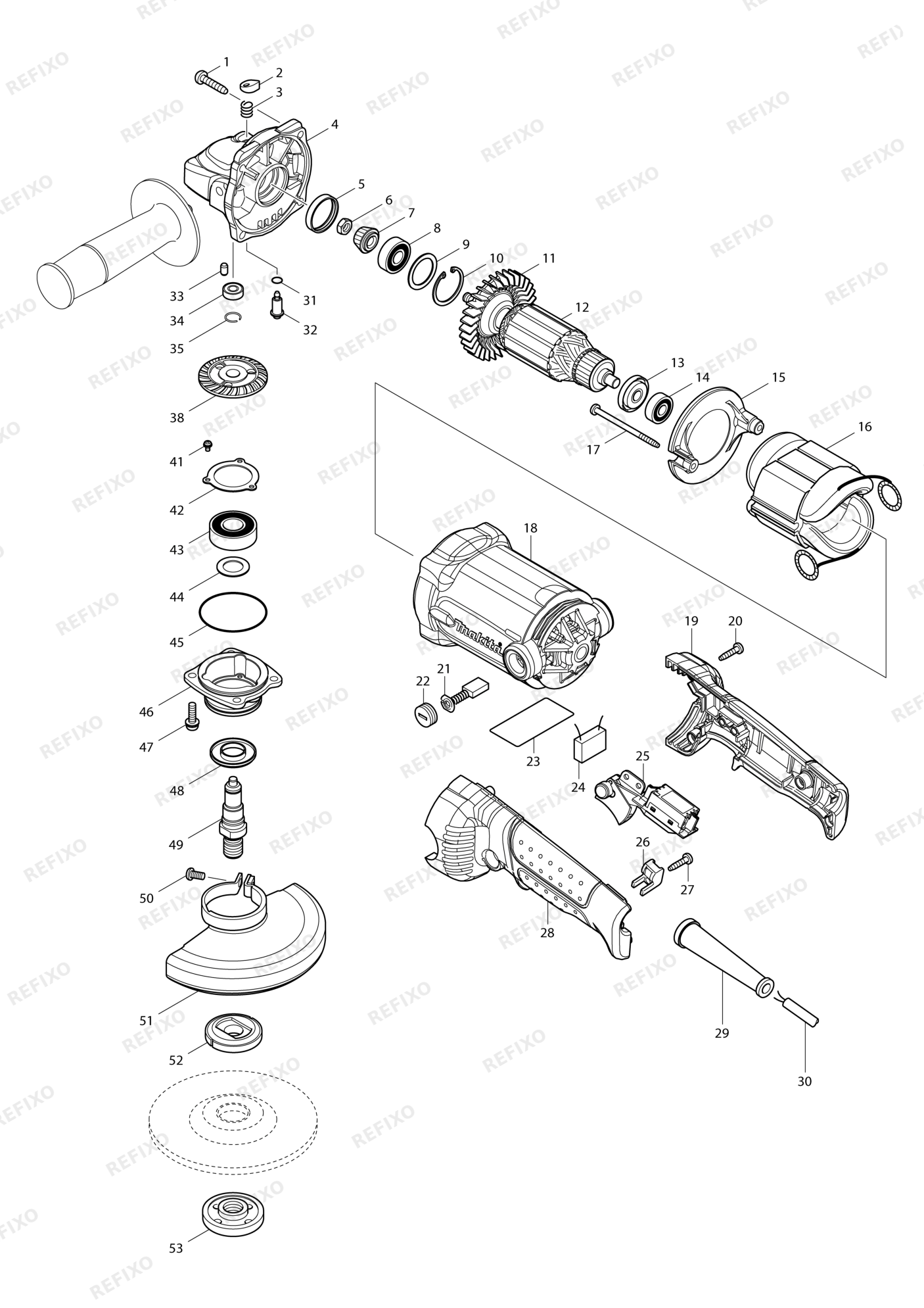 MAKITA GA5010 — схема запчастей