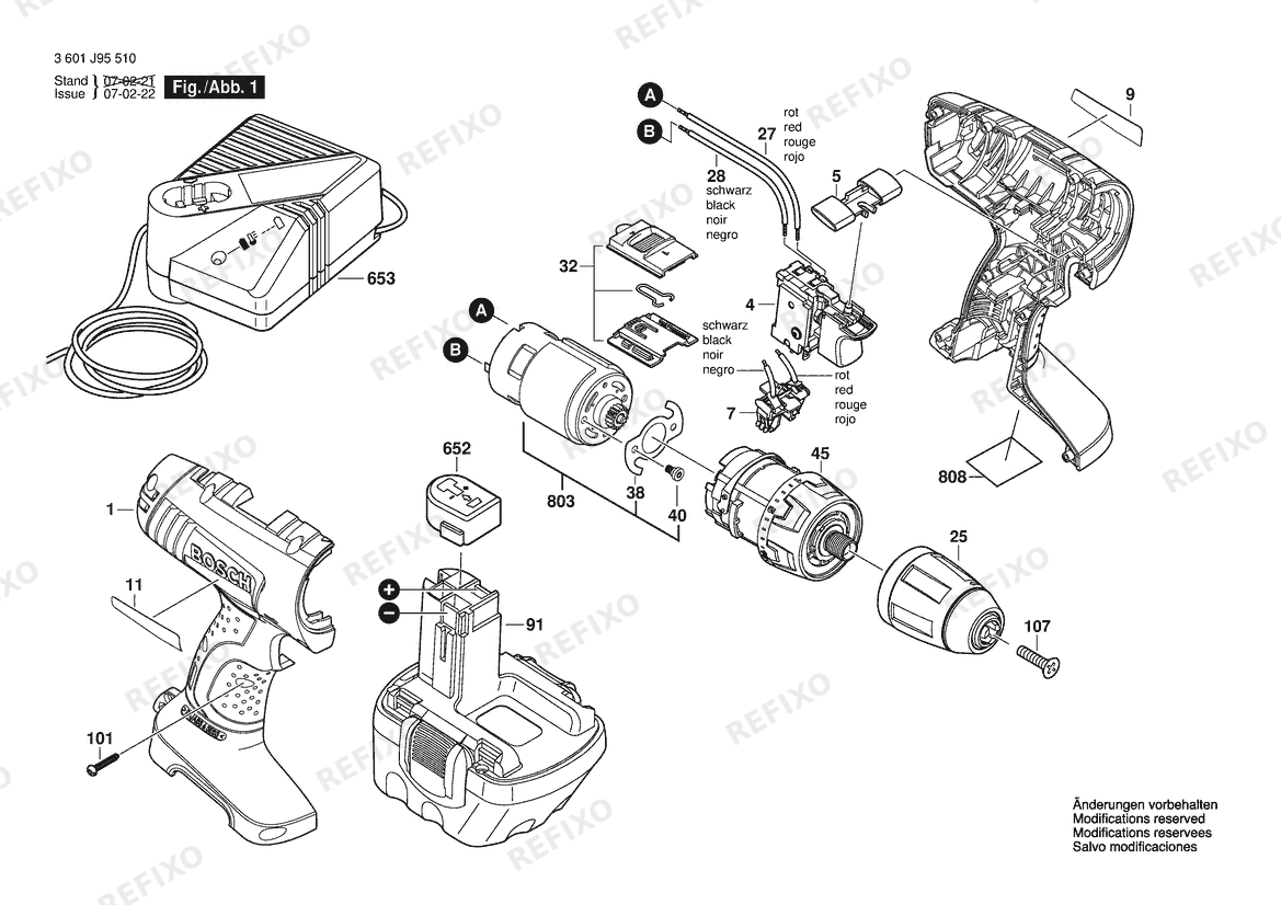 Bosch Аккумуляторный шуруповёрт 34612 | 12 V | 061 - US (3 601 J95 510) — схема запчастей