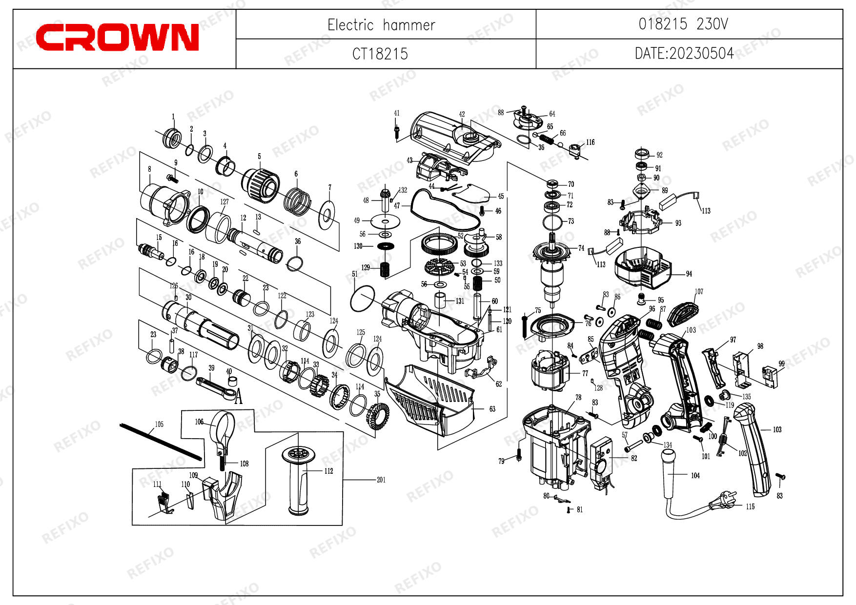 CROWN CT18215 — схема запчастей