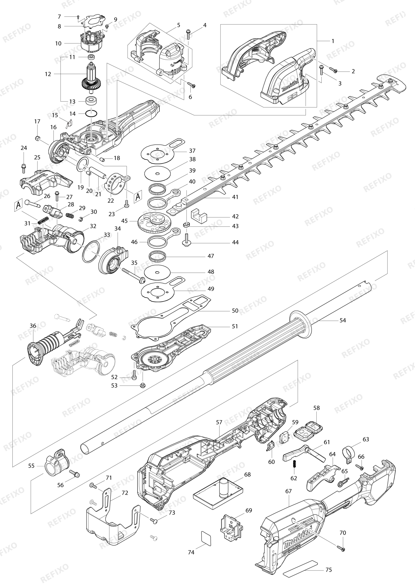 MAKITA DUN500W — схема запчастей