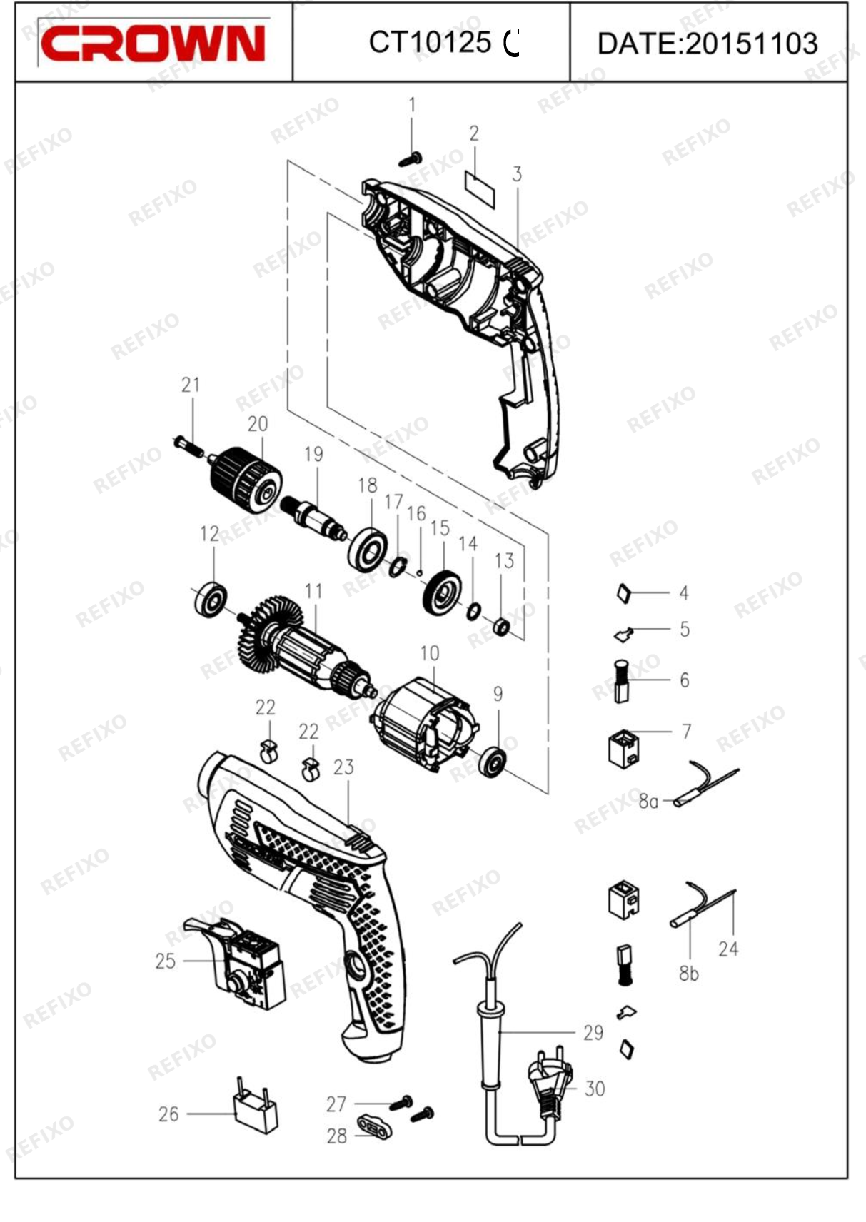 CROWN CT10125C — схема запчастей
