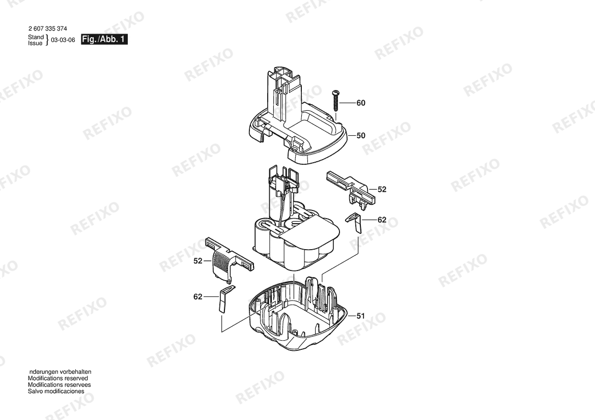 Bosch Аккумуляторный -Paket аккумуляторный -Paket | 12 V (2 607 335 374) — схема запчастей