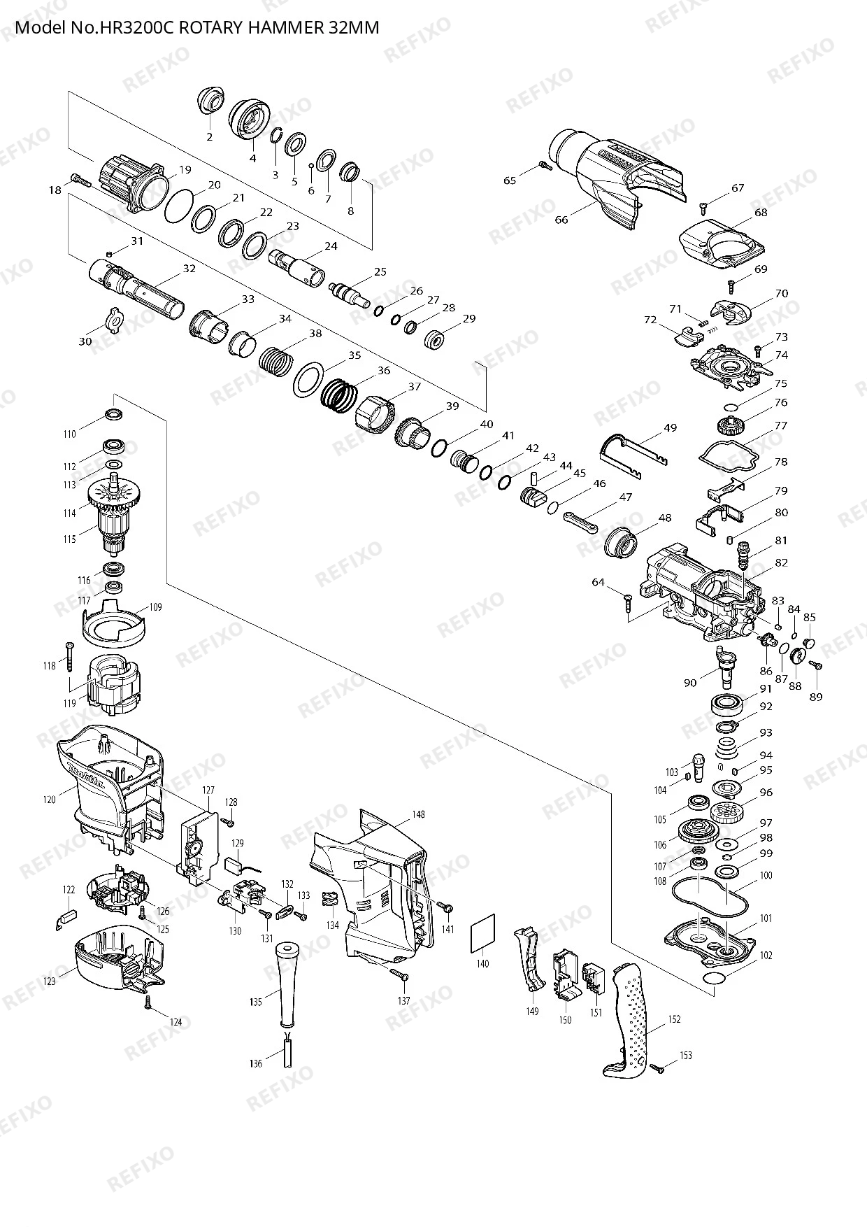 MAKITA HR3200C — схема запчастей