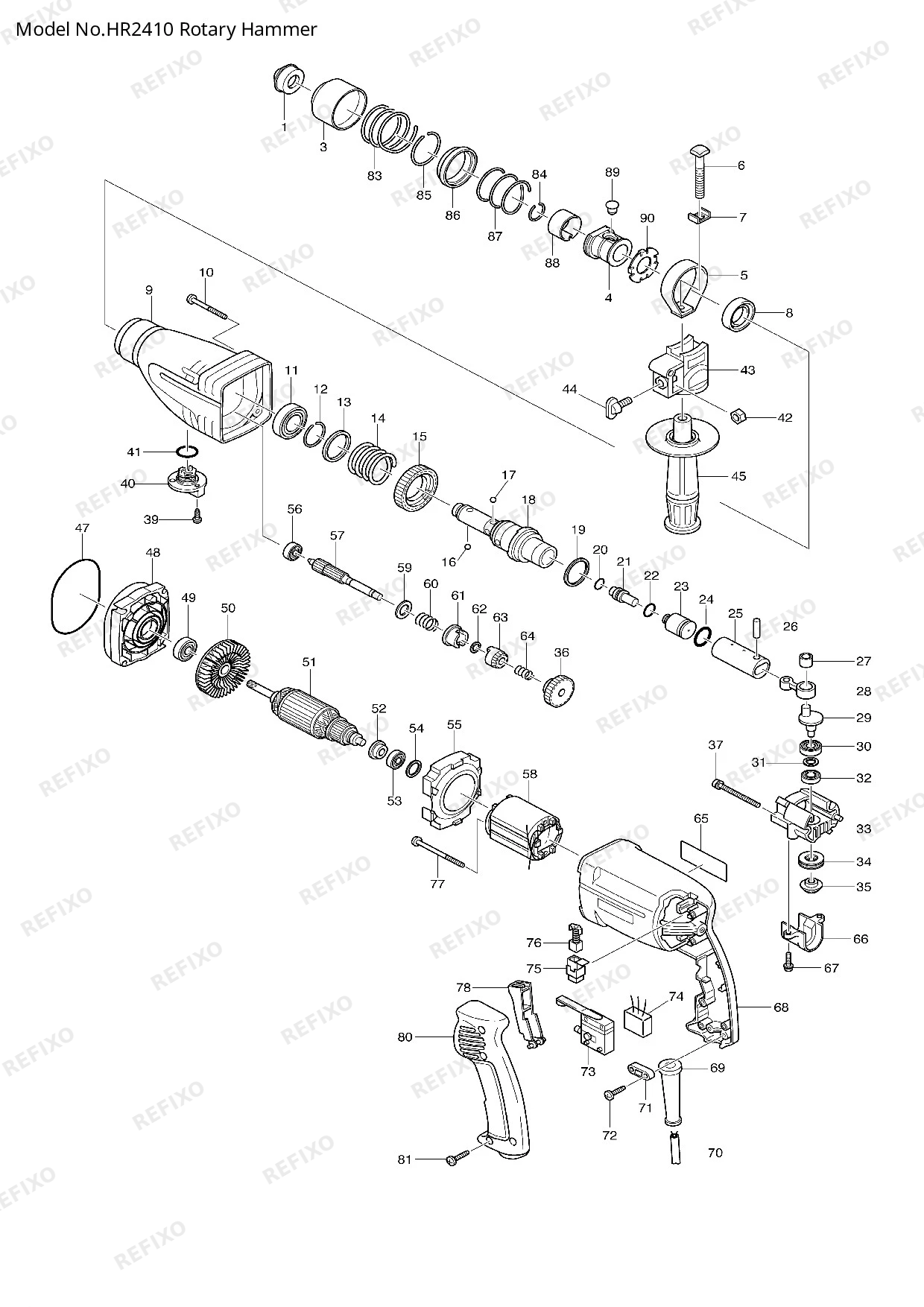 MAKITA HR2410 — схема запчастей