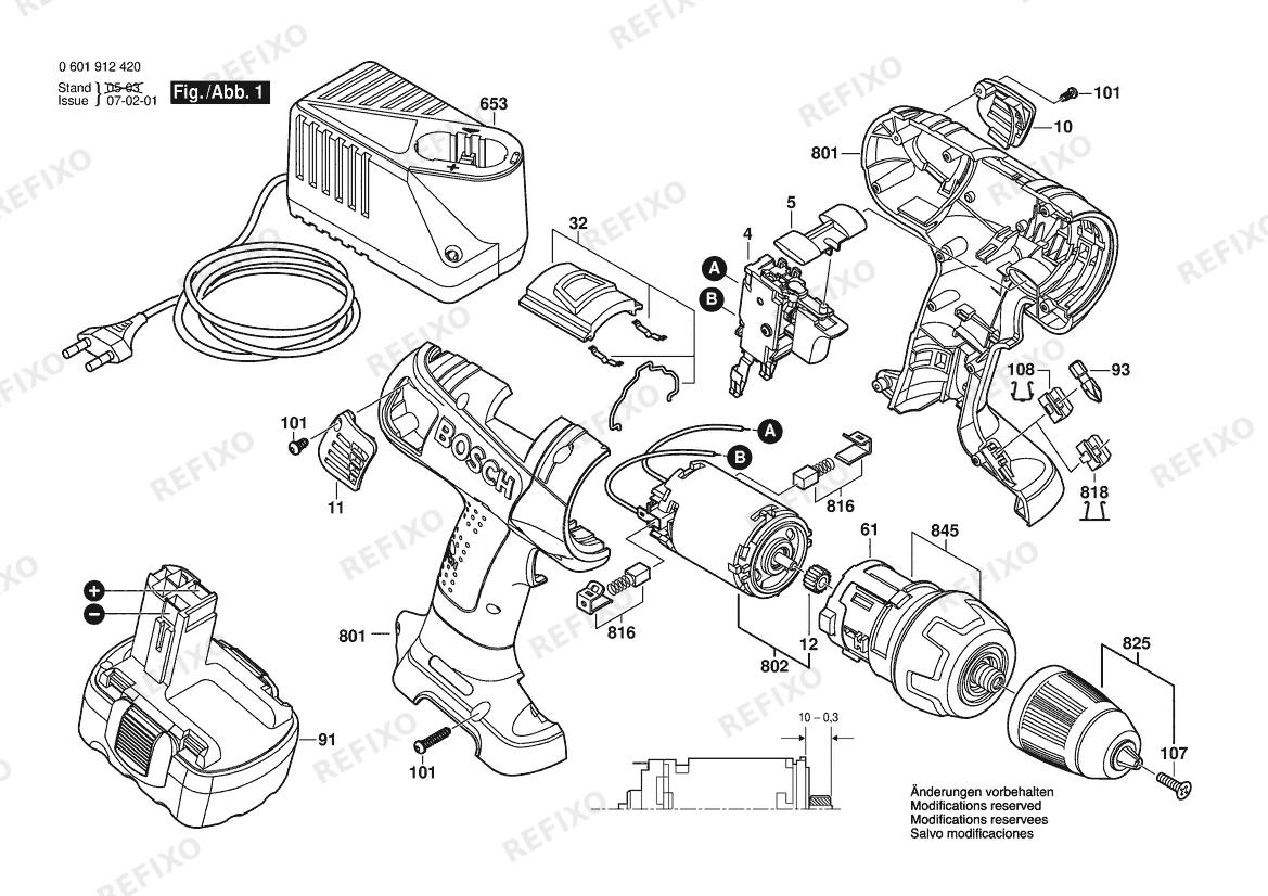 Bosch Аккумуляторный -Mittelgriffschrauber GSR 14,4 VE-2 | 14.4 V | 001 - EU (0 601 912 420) — схема запчастей