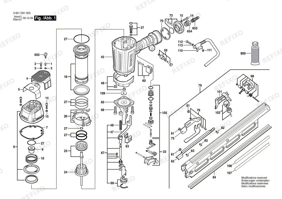 Bosch Druckluftnagler GSN 90-21 RK (3 601 D91 000) — схема запчастей