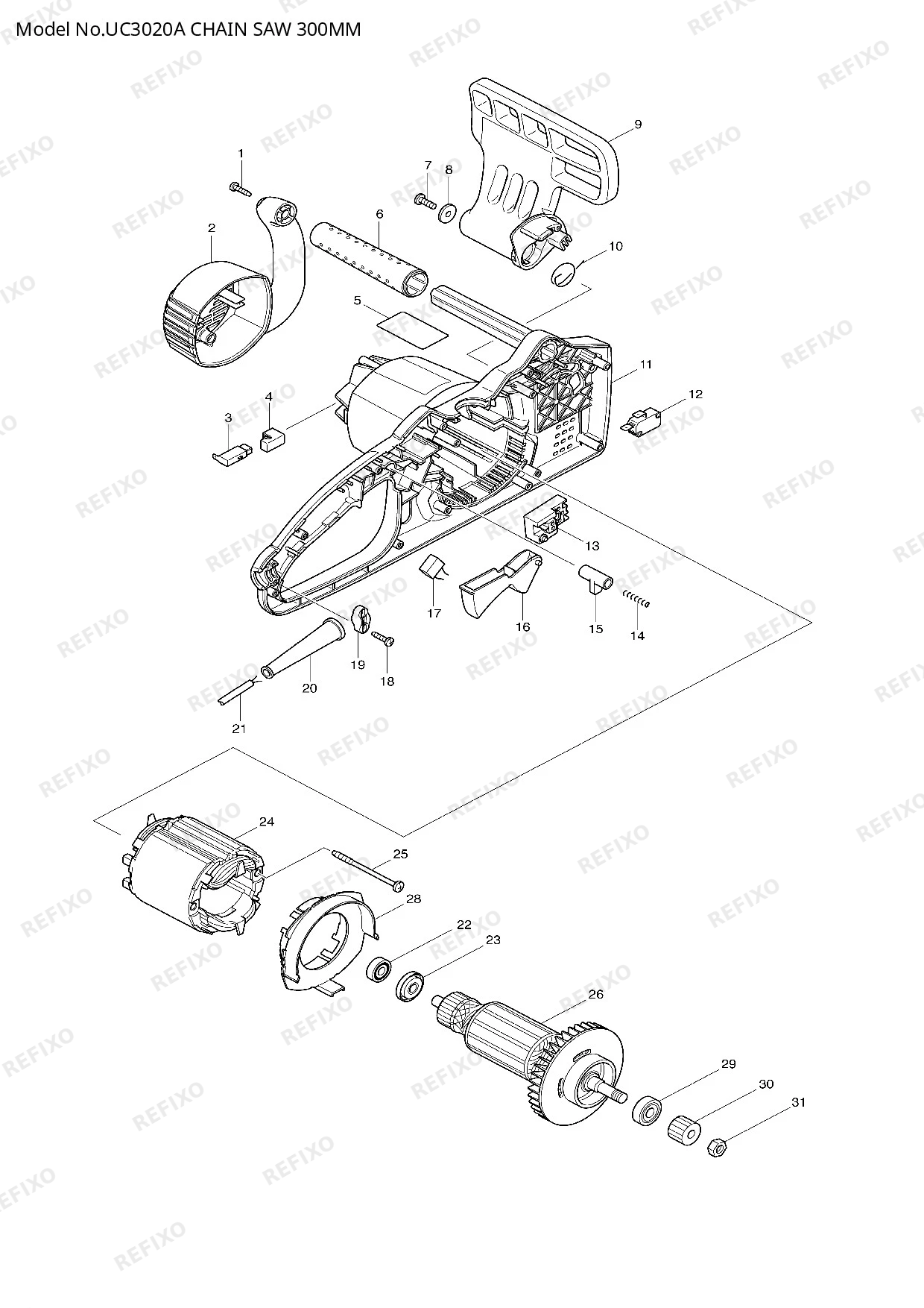 MAKITA UC3020A — схема запчастей
