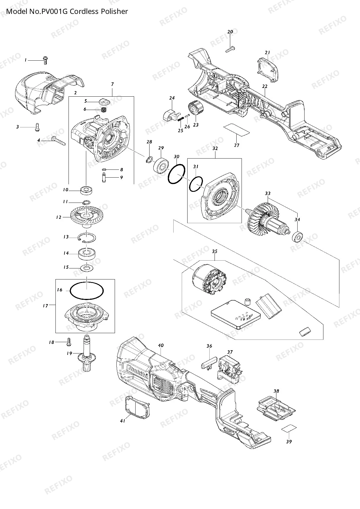 MAKITA PV001G — схема запчастей