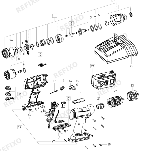 Festool TI 15 Basic - аккумуляторный -Schlagschrauber 564499 — схема запчастей