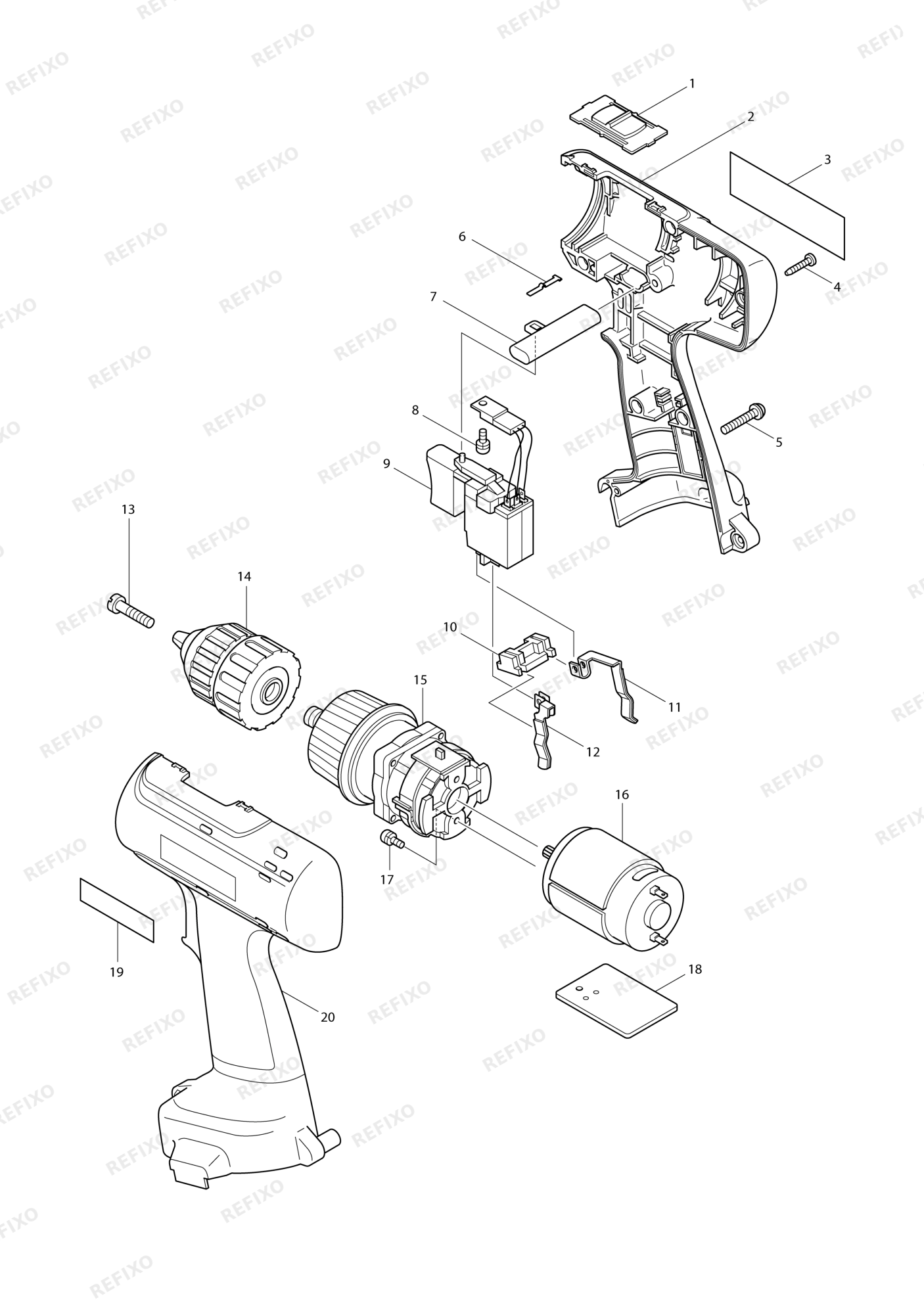 MAKITA 6227D — схема запчастей