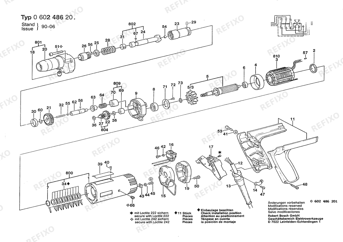 Bosch Шуруповёрт HSR 55-A (0 602 486 201) — схема запчастей