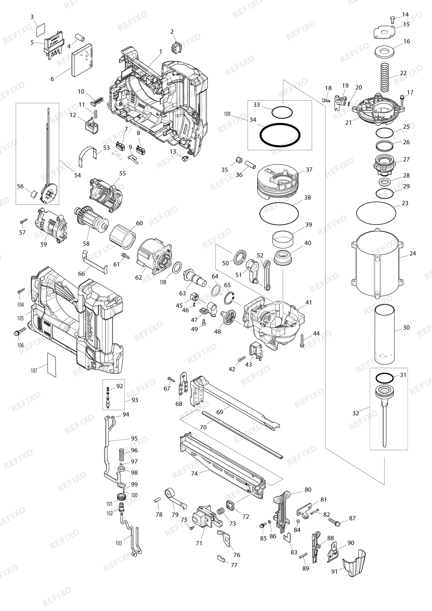 MAKITA DBN600 — схема запчастей