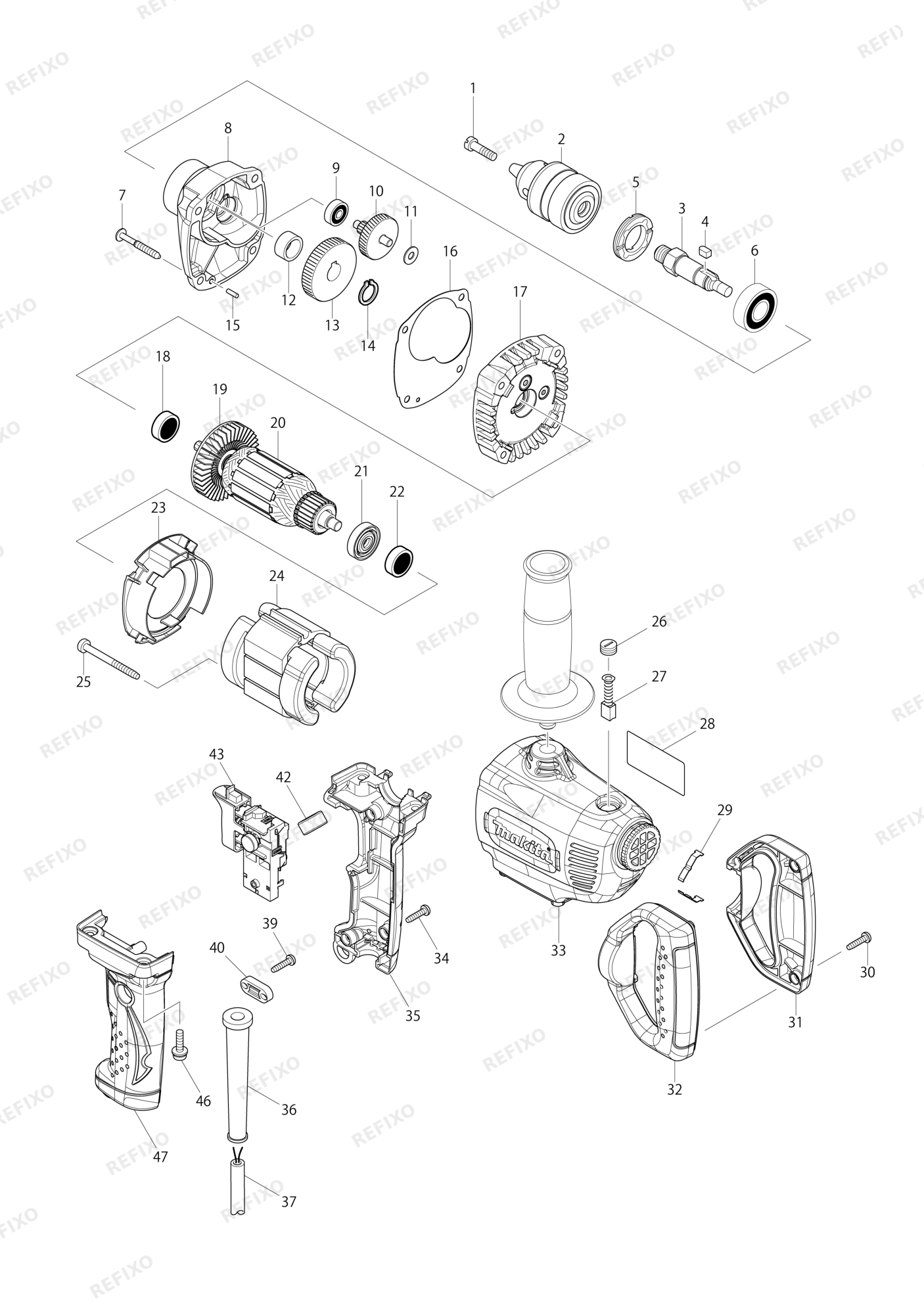 MAKITA DS4010 — схема запчастей