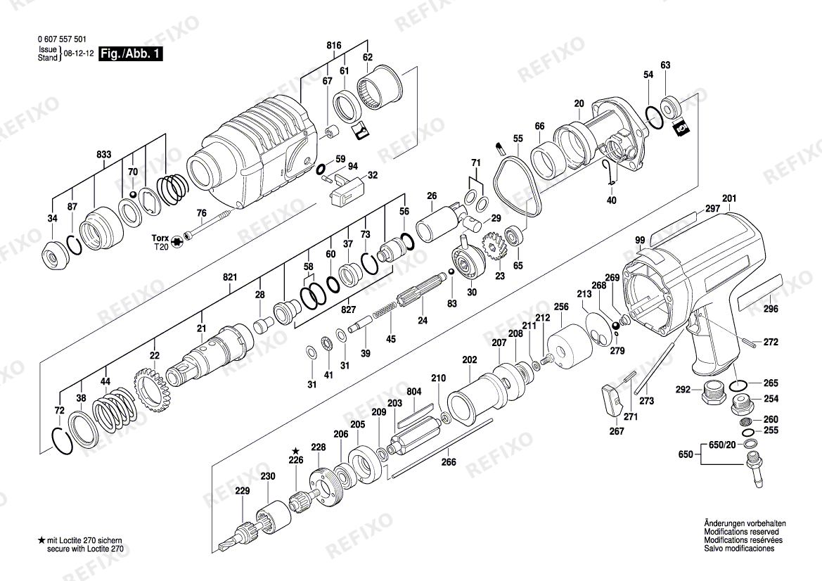 Bosch Перфоратор DBH 740 R (0 607 557 501) — схема запчастей