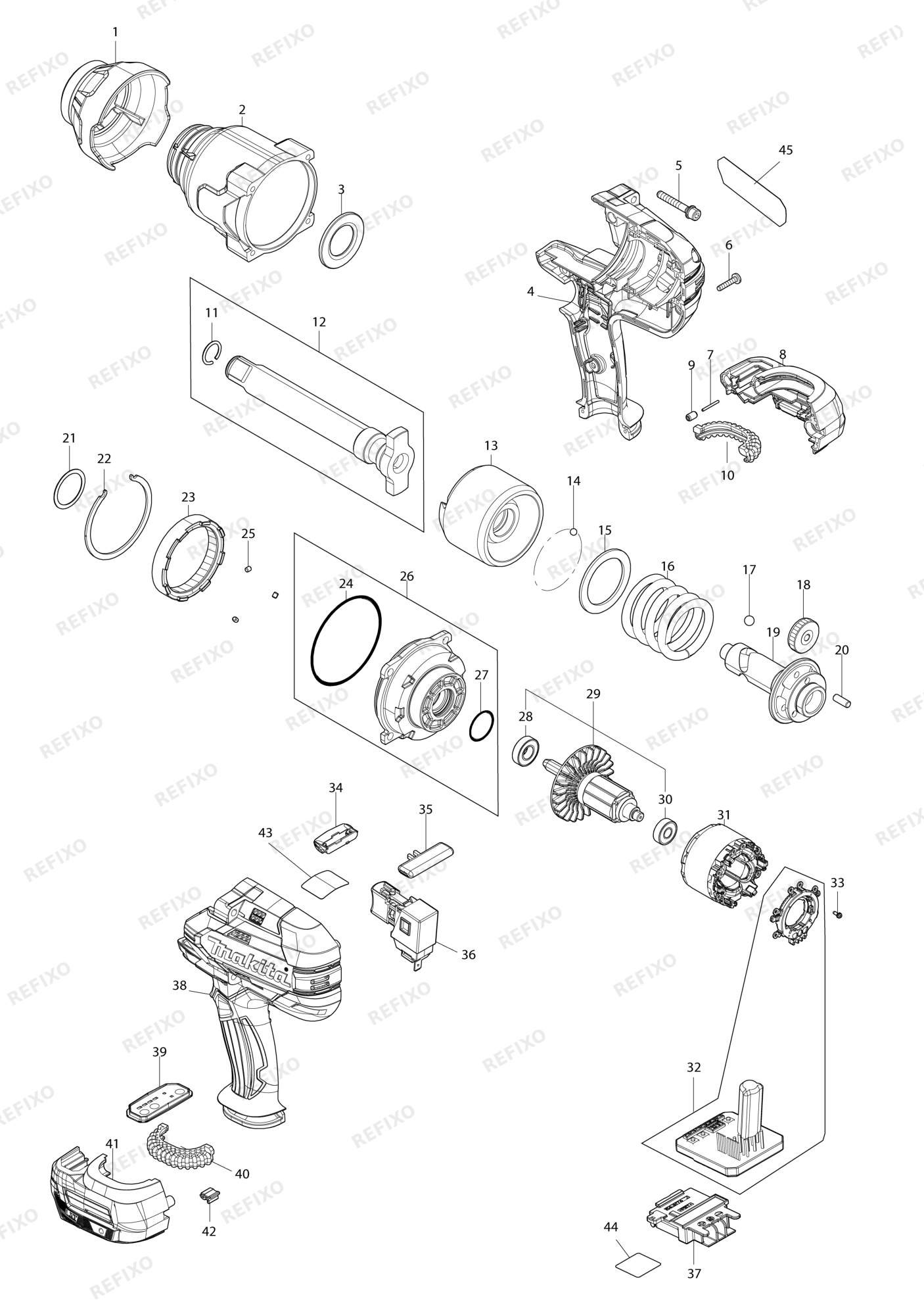 MAKITA DTW1005 — схема запчастей