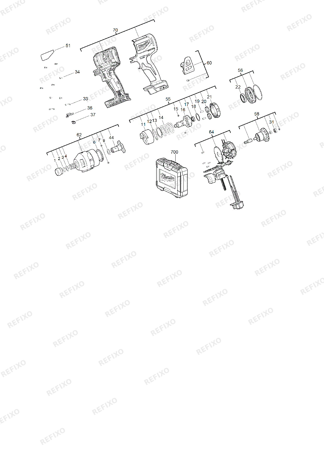 MILWAUKEE M18CBLID 0 4933464476 4000467824 — схема запчастей