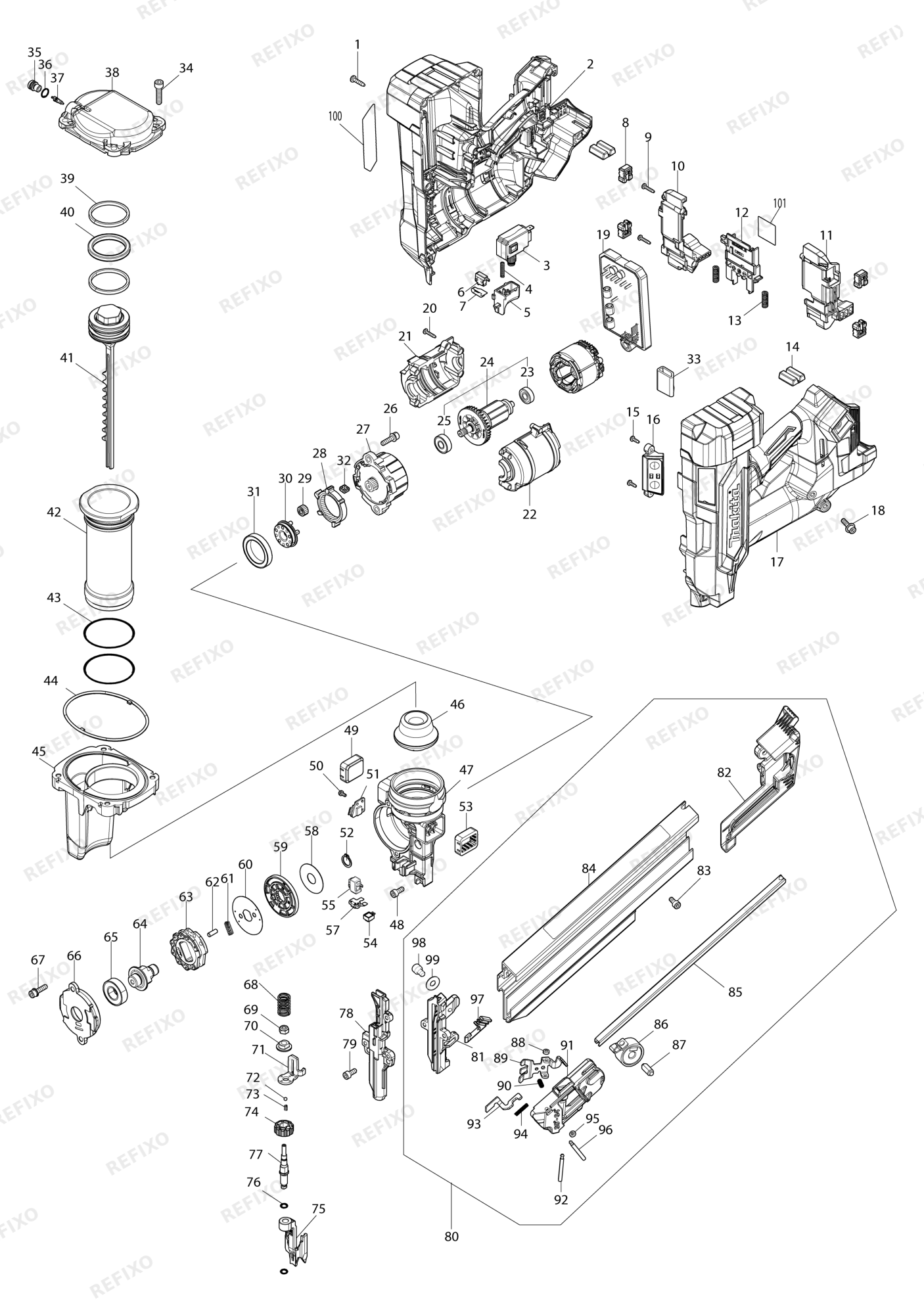 MAKITA DBN900 — схема запчастей