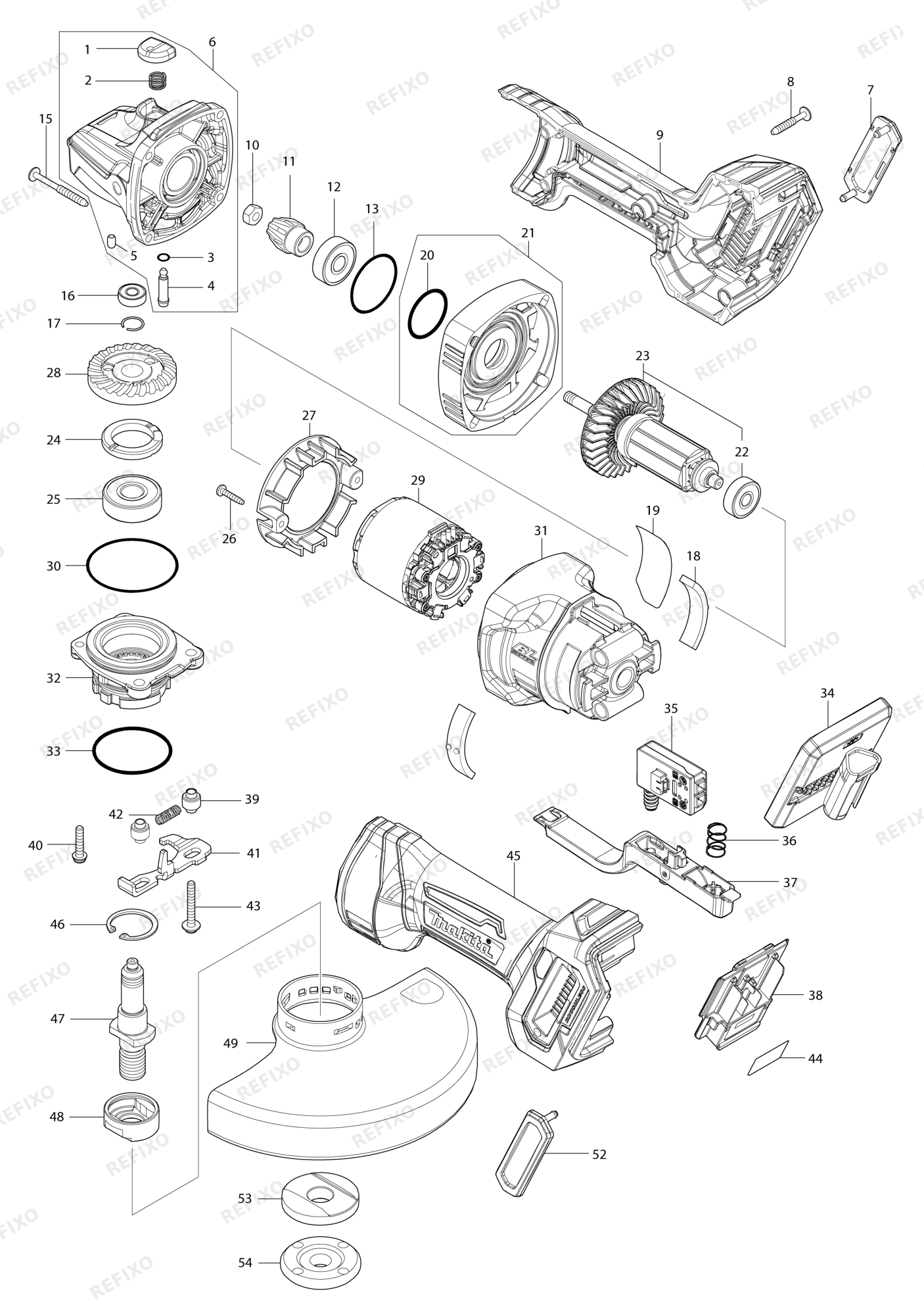 MAKITA GA051G — схема запчастей