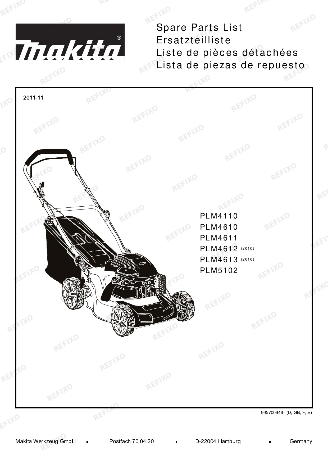MAKITA PLM4611 — схема запчастей