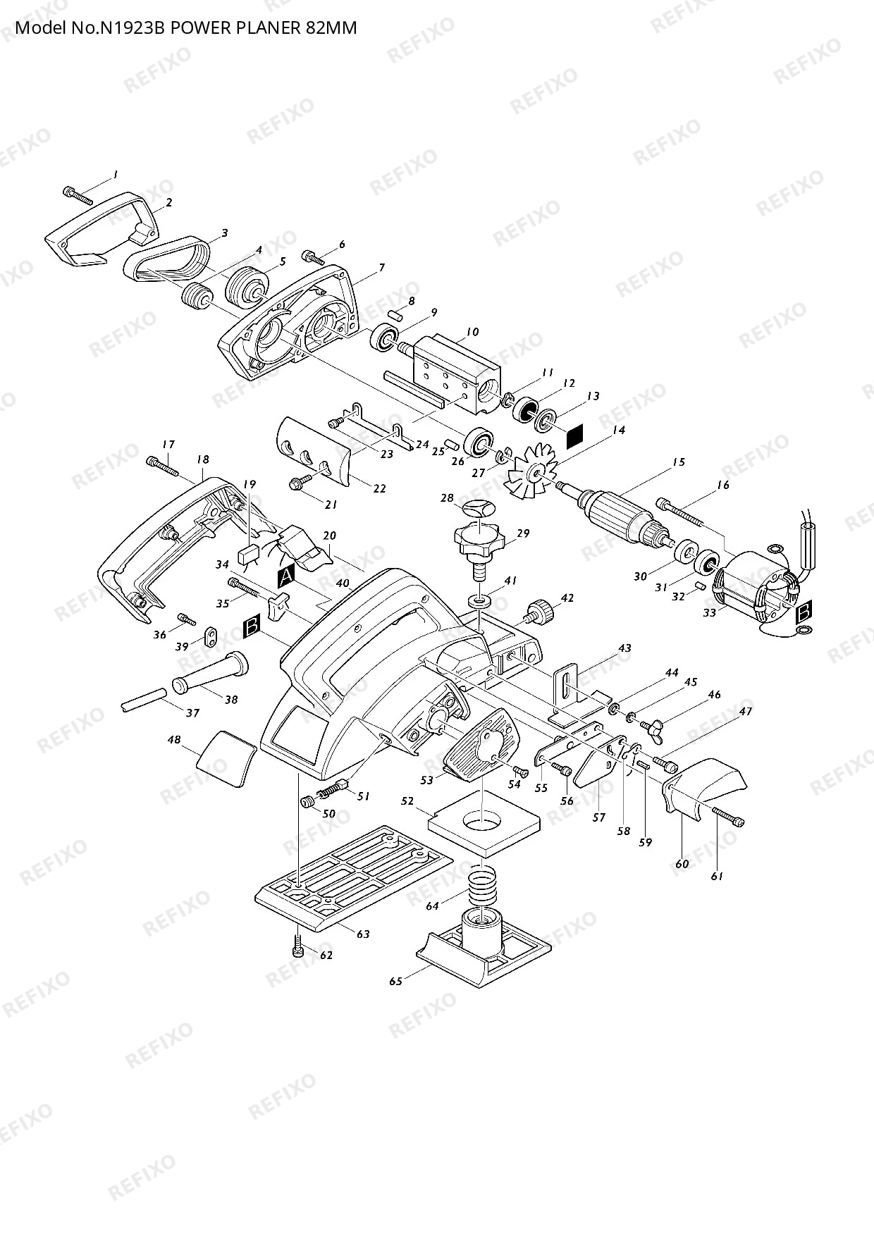 Деталировка MAKITA N1923B — схема запчастей в разборе