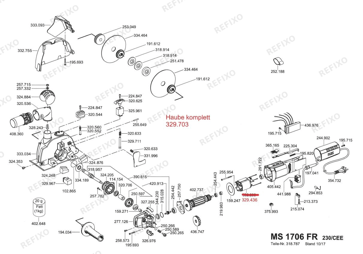 Flex MS 1706 FR- набор 230CEE — схема запчастей