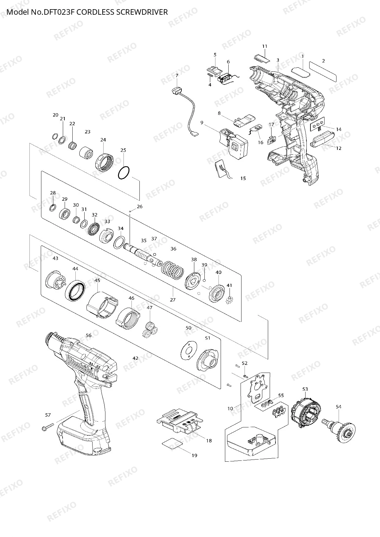 MAKITA DFT023F — схема запчастей