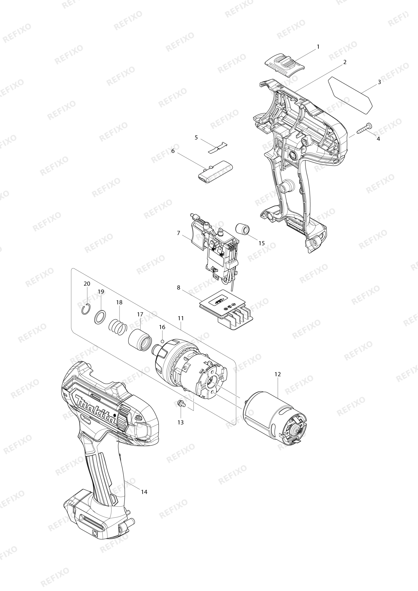 MAKITA DF031D — схема запчастей