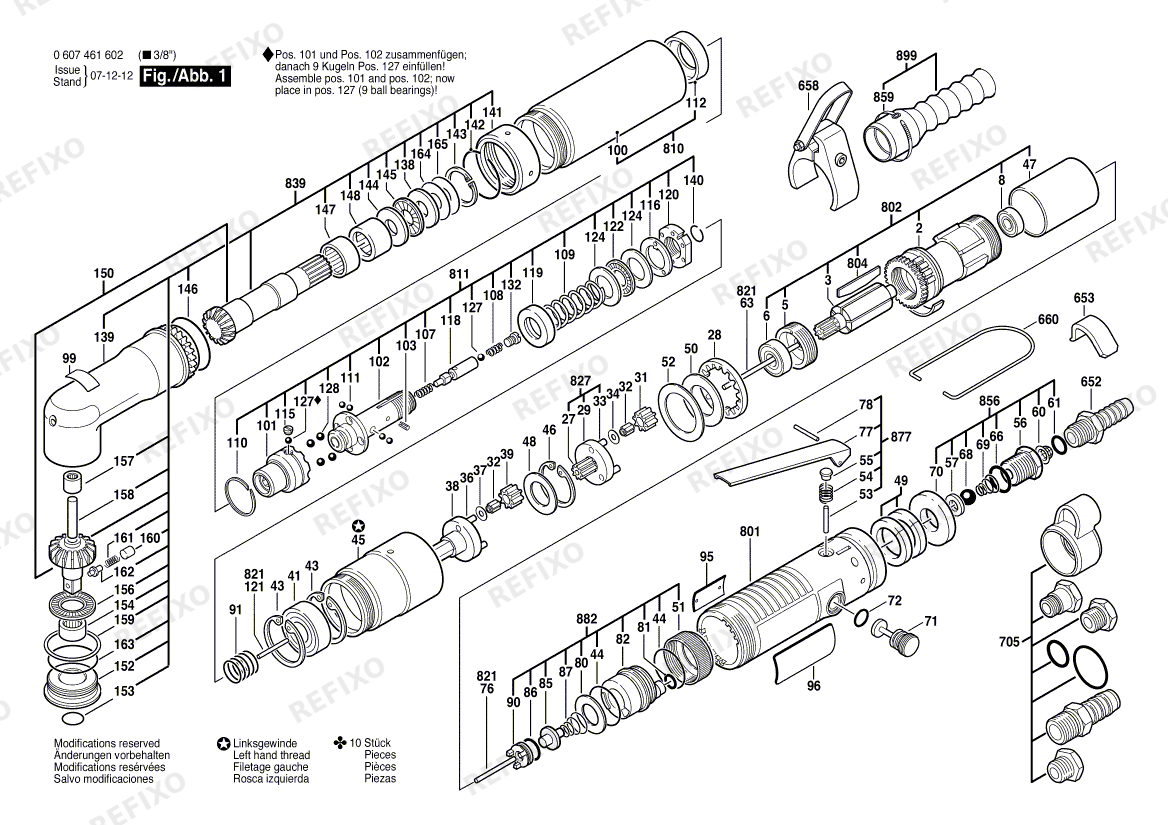 Bosch Pw-Winkelschrauber-Ind 400 WATT-SERIE (0 607 461 602) — схема запчастей