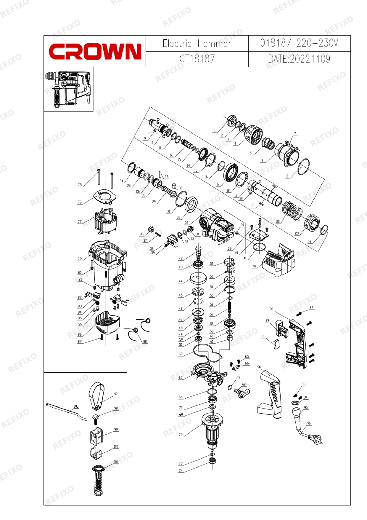 CROWN CT18187 — схема запчастей