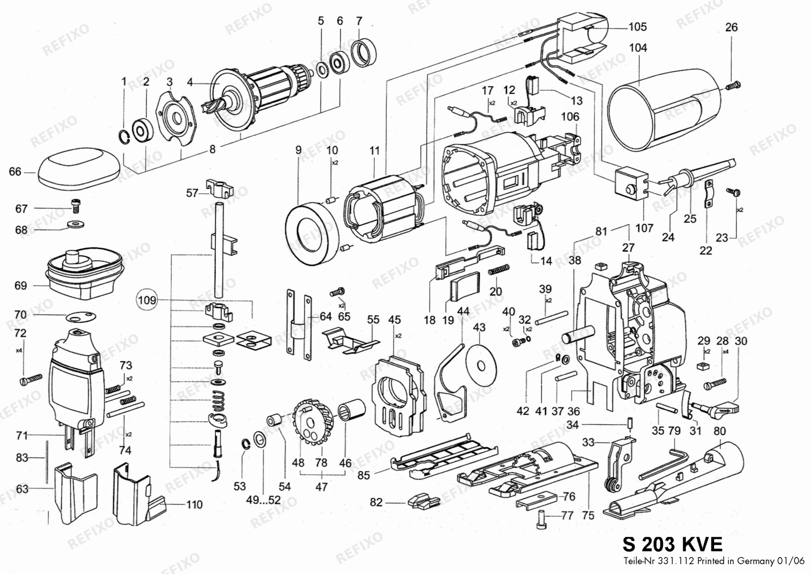 Flex S 203 KVE 230CEE 329371 — схема запчастей