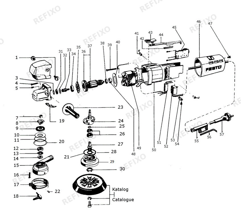 Festool RO 1 E 220V - Rotex шлифмашина 571410 — схема запчастей