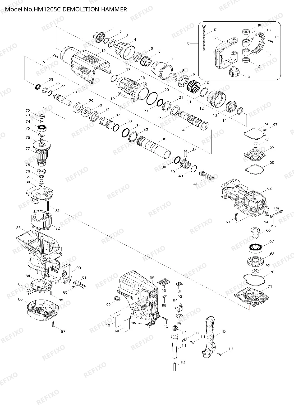 MAKITA HM1205C — схема запчастей