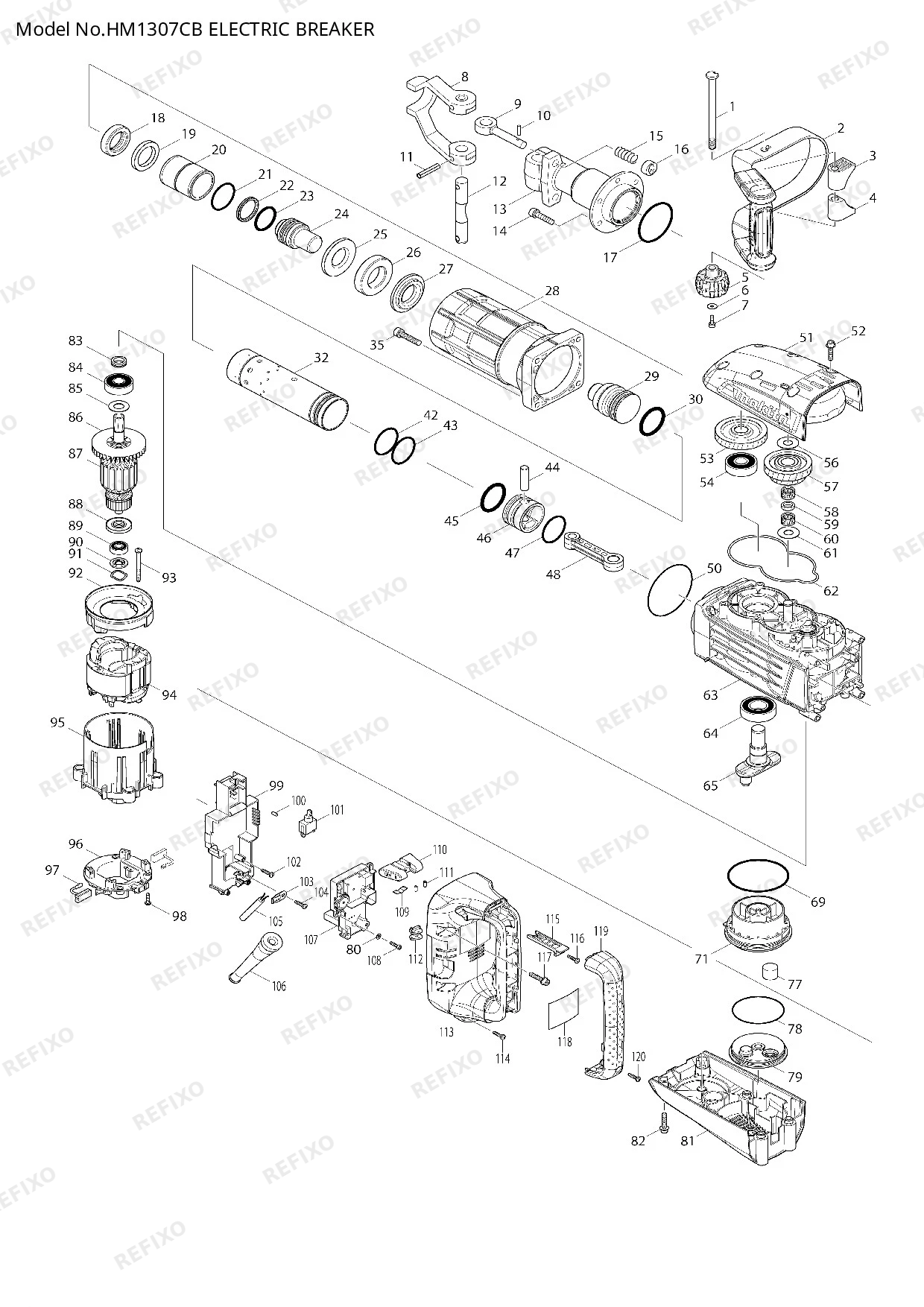MAKITA HM1307CB — схема запчастей