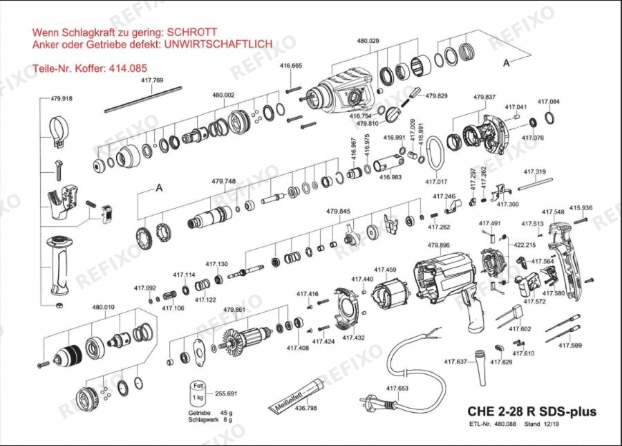 Flex CHE 2-28 SDS-plus 230CEE — схема запчастей