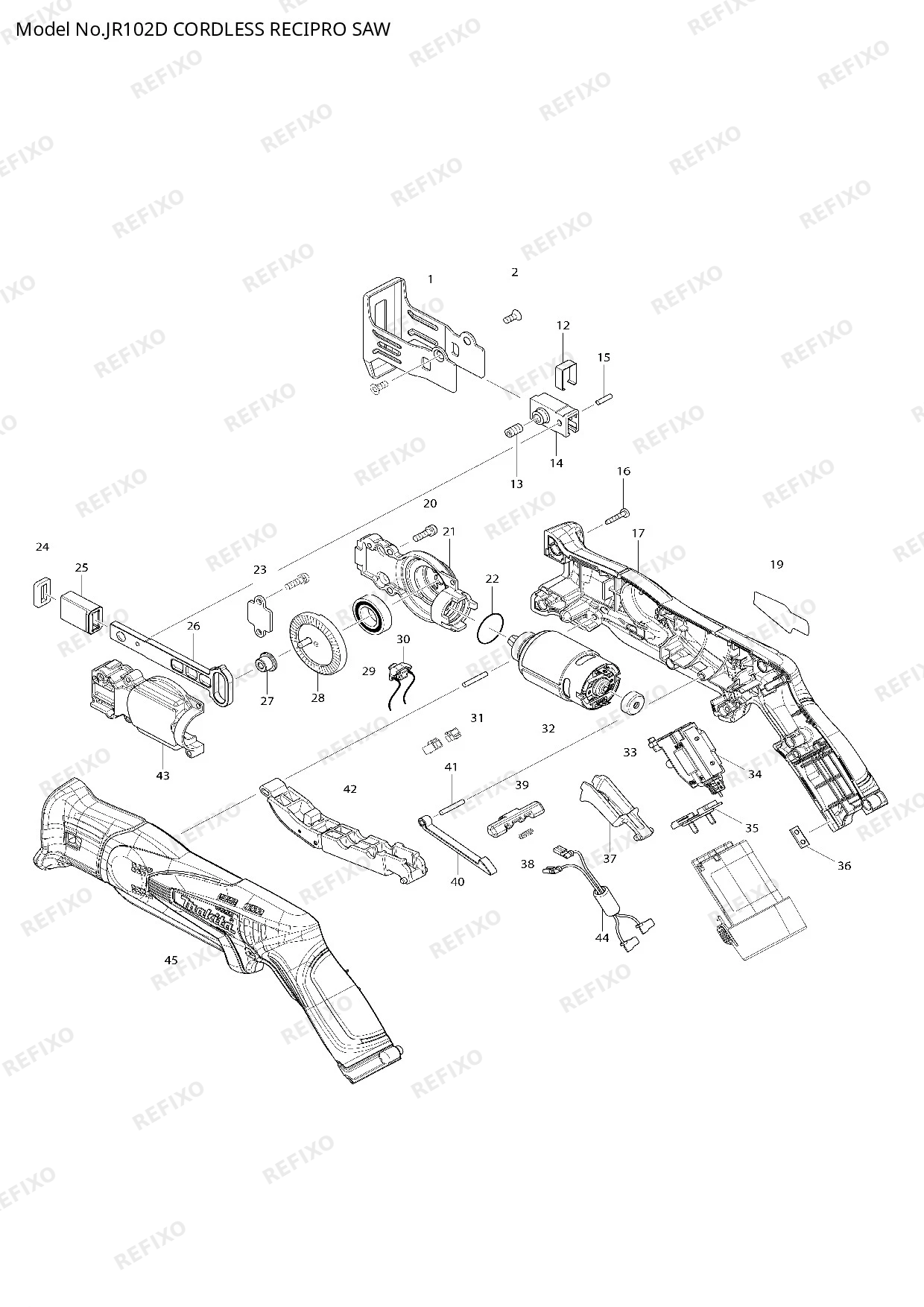 MAKITA JR102D — схема запчастей