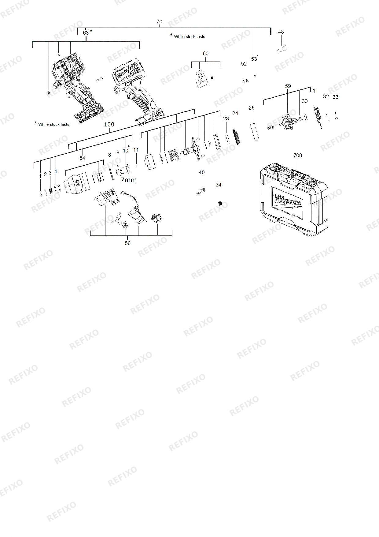 MILWAUKEE M18BID 0 4933443570 4000443571 — схема запчастей
