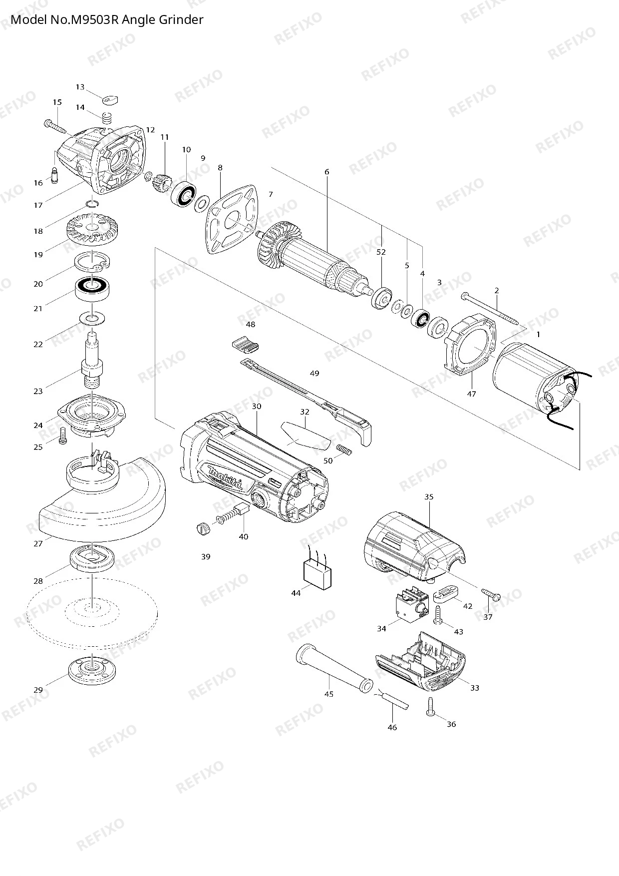 MAKITA M9503R — схема запчастей